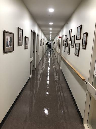 Clean hallway with polished floors