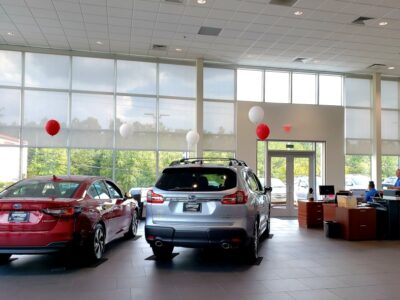 Cars in a car dealership