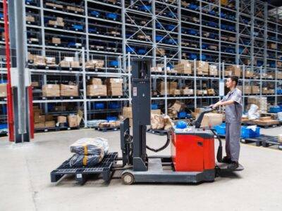 employer using forklift in a warehouse